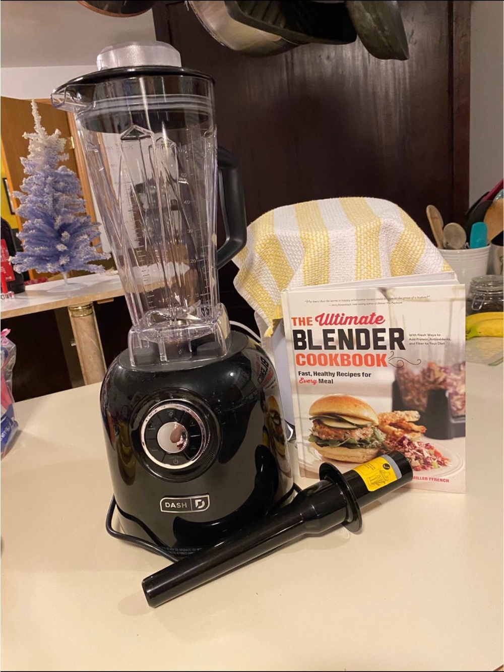 Ash Black Countertop Blender with Tamper and Clear Pitcher